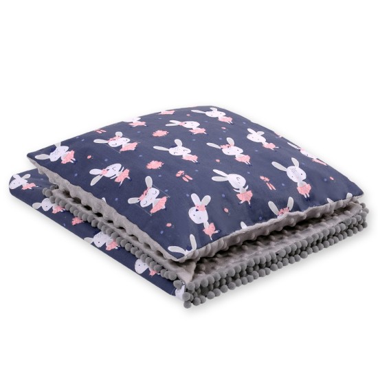 Set: Double-sided blanket minky + pillow- blue rabbits Set: Double-sided blanket minky + pillow- blue rabbits