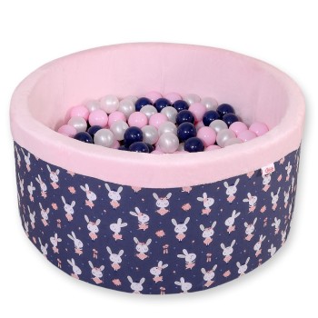 Μπαλοπισίνα minky  with balls - blue rabbits
