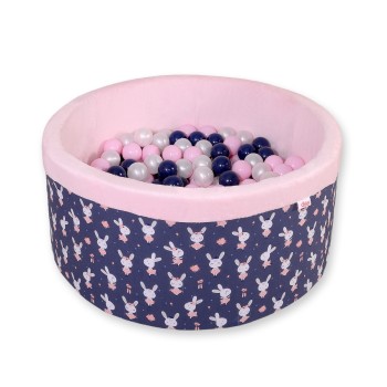 Μπαλοπισίνα minky  with balls - blue rabbits