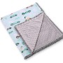 Double-sided blanket minky with pompons - mint rabbits