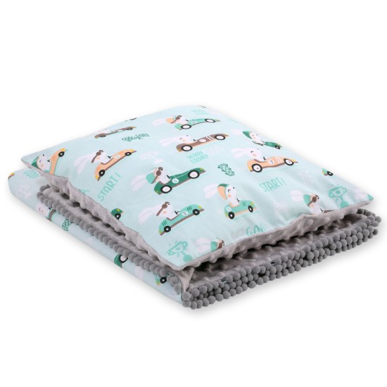 Set: Double-sided blanket minky + pillow- mint rabbits Set: Double-sided blanket minky + pillow- mint rabbits