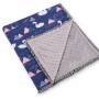 Double-sided blanket minky with pompons - Swans navy blue