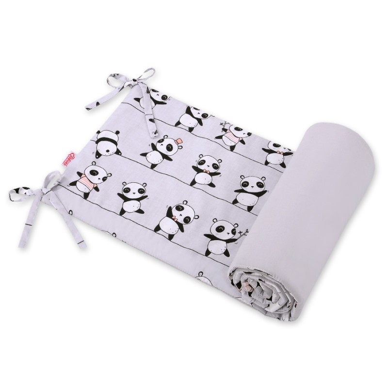 Universal bumper for cot - gray panda