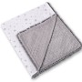 Double-sided blanket minky with pompoms - mini gray stars