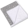 Double-sided blanket minky with pompoms - mini stars white