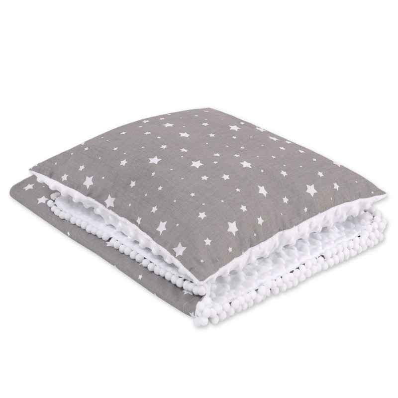 Set: Double-sided blanket minky + pillow- mini white stars