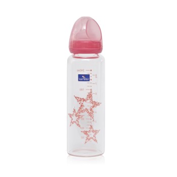 GLASS FEEDING BOTTLE WITH ANTI-COLIC NIPPLE 240 ML