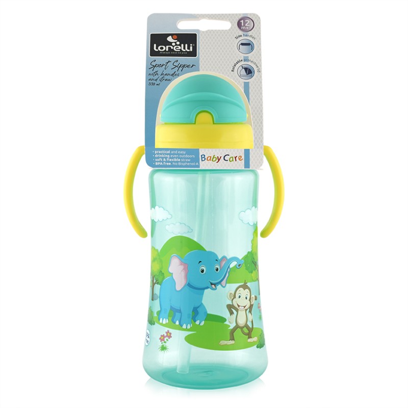SPORT SIPPER WITH HANDLES AND STRAW 330MLGREEN