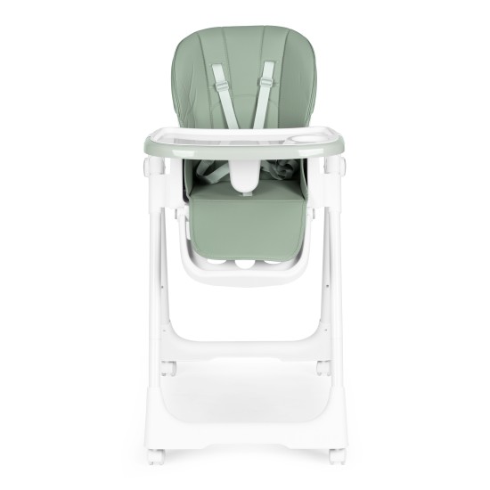 Highchair feeding chair height adjustable eco-leather straps double tray green ECOTOYS Highchair feeding chair height adjustable eco-leather straps double tray green ECOTOYS
