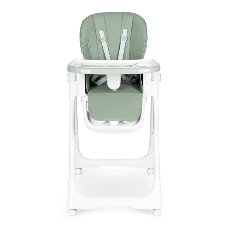 Highchair feeding chair height adjustable eco-leather straps double tray green ECOTOYS