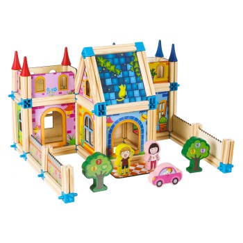 Wooden construction blocks building a house 6in1 ECOTOYS