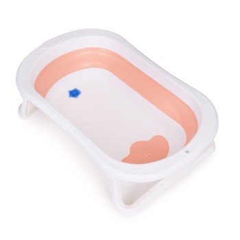 Baby bathtub Folding tourist bathtub with drain Ecotoys pink