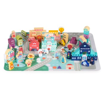 Ξύλινα Εκπαιδευτικά Τουβλάκια -  Πόλη - 121 pcs ECOTOYS