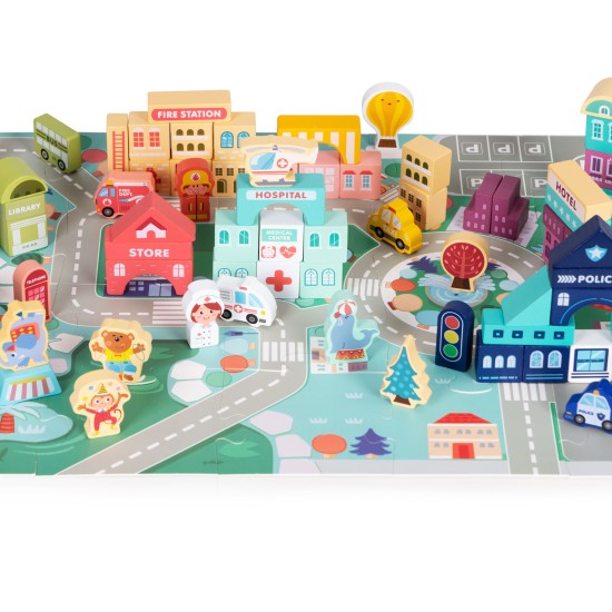 Ξύλινα Εκπαιδευτικά Τουβλάκια -  Πόλη - 121 pcs ECOTOYS Ξύλινα Εκπαιδευτικά Τουβλάκια -  Πόλη - 121 pcs ECOTOYS