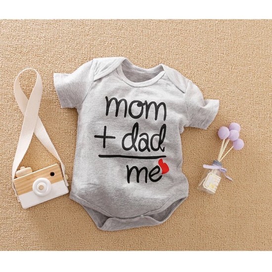 Baby Jumpsuit Mom & Dad Short Sleece - Grey Baby Jumpsuit Mom & Dad Short Sleece - Grey