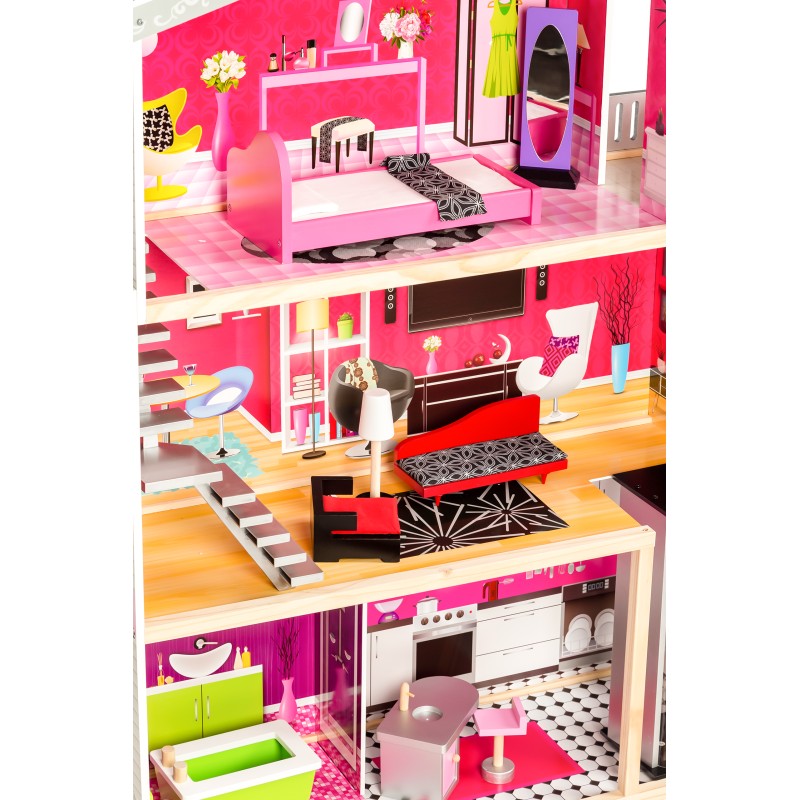 Large wooden dollhouse with an elevator - Malibu Residence ECOTOYS