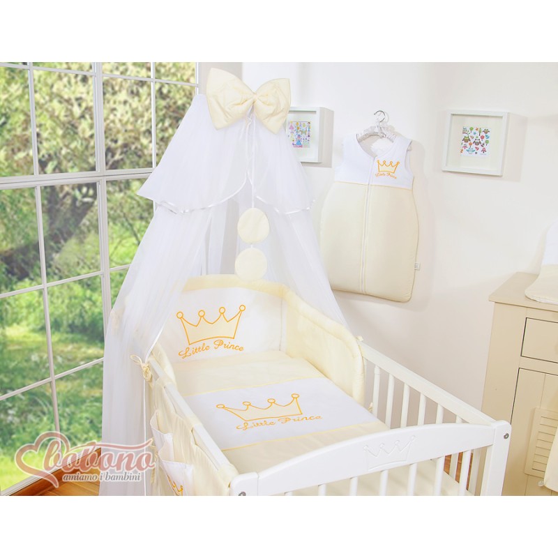Σετ Προίκας 5 Τεμαχίων Με Κουνουπιέρα - Little Prince/Princess cream