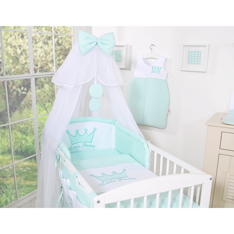 Σετ Προίκας 5 Τεμαχίων Με Κουνουπιέρα - Little Prince/Princess mint
