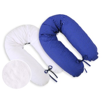 Μαξιλάρι Εγκυμοσύνης LONGER - double-sided- Navy blue with white polka