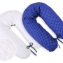 Μαξιλάρι Εγκυμοσύνης LONGER - double-sided- Navy blue with white polka