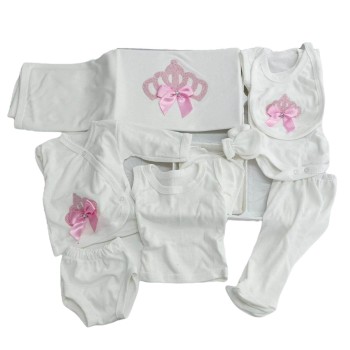 Σετ Νεογέννητου για Κοριτσάκι "Crown" Girl - Pink