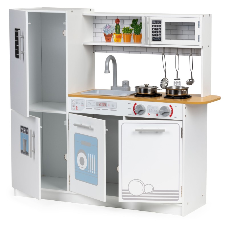 Ξύλινη Κουζίνα Παιδική με Φώτα και Διακοσμητικά Φυτά By ECOTOYS