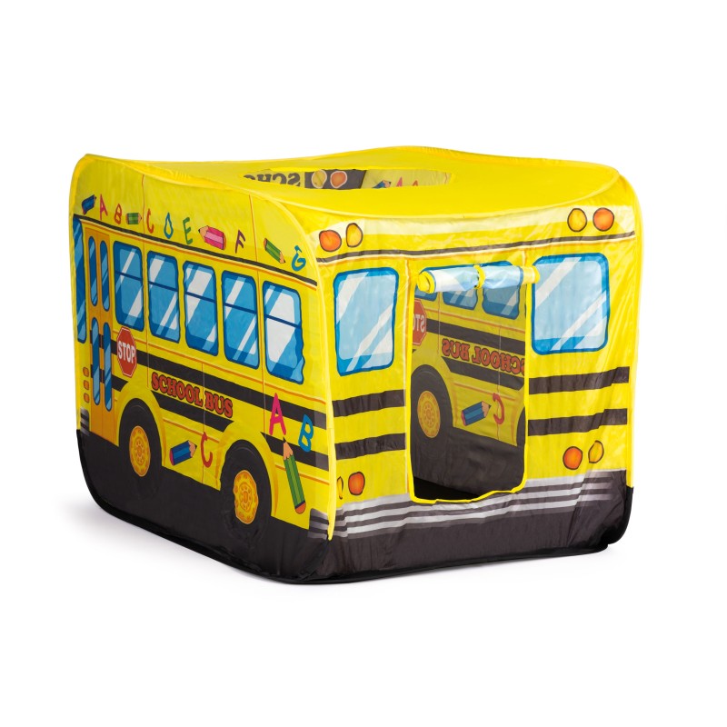 Baby tent, school bus, cottage