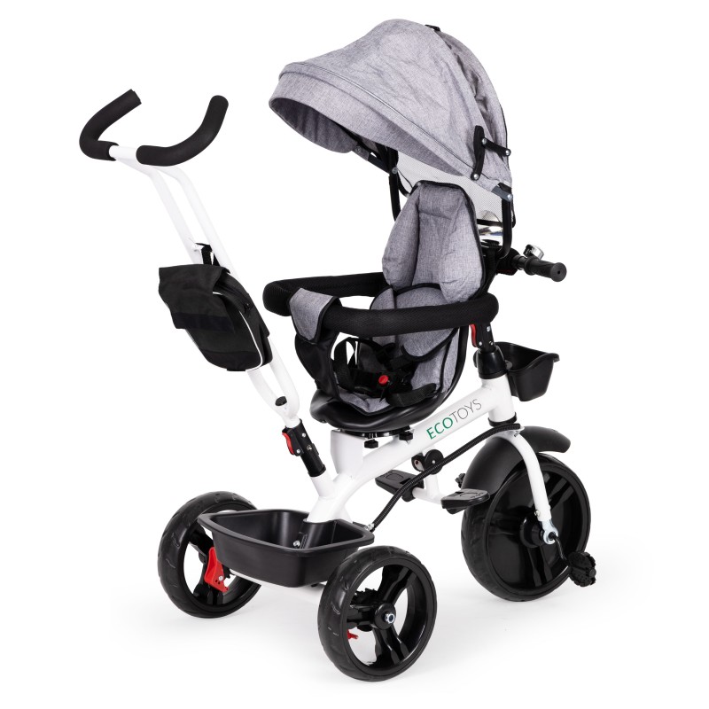 Rotating tricycle with a hood 360° Gray