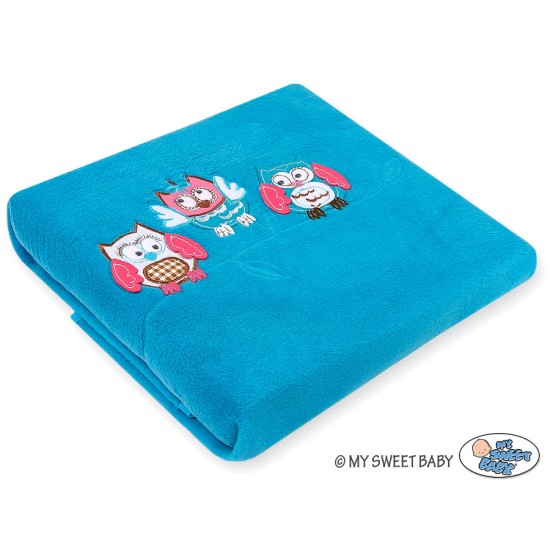 Polar fleece blanket - Owls Bigi Zibi & Adele- turquoise Polar fleece blanket - Owls Bigi Zibi & Adele- turquoise