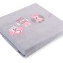 Polar fleece blanket - Owls Bigi Zibi & Adele- grey