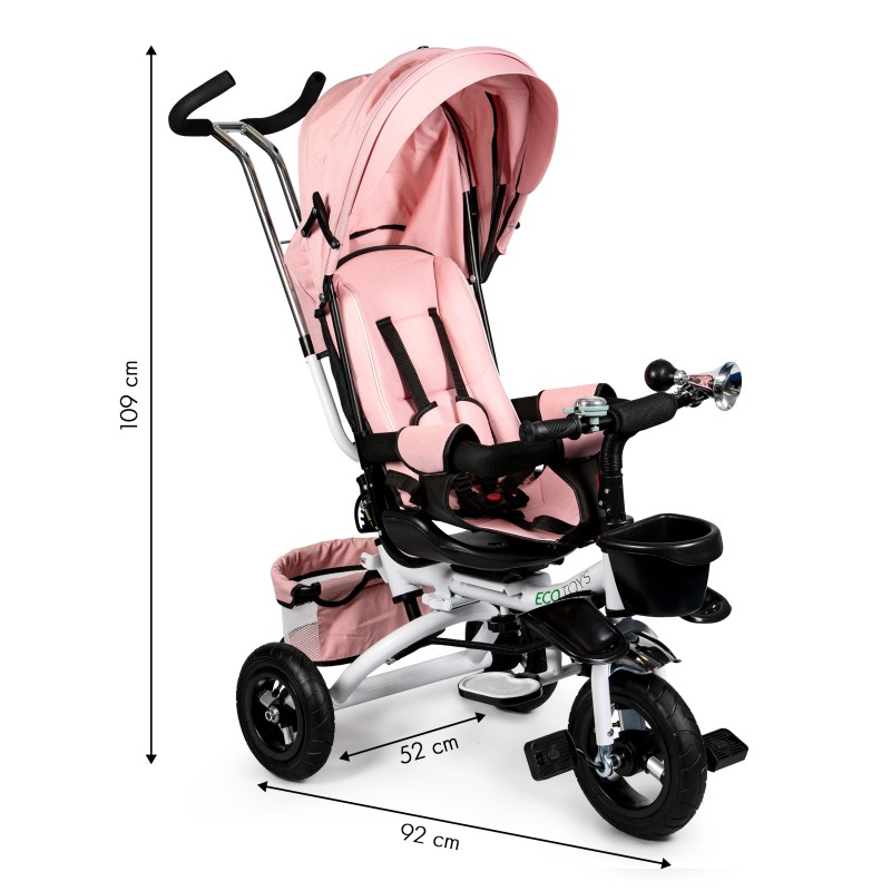 Rotating tricycle 360° Pink Delux with canopy