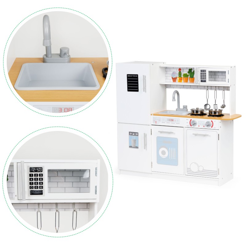 Ξύλινη Κουζίνα Παιδική με Φώτα και Διακοσμητικά Φυτά By ECOTOYS