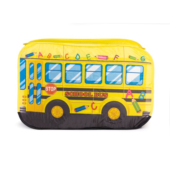 Baby tent, school bus, cottage