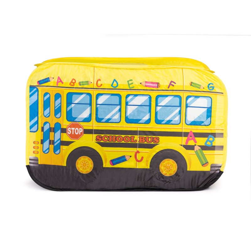 Baby tent, school bus, cottage