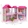 Dollhouse foldable furniture 2 dolls + LED lamps