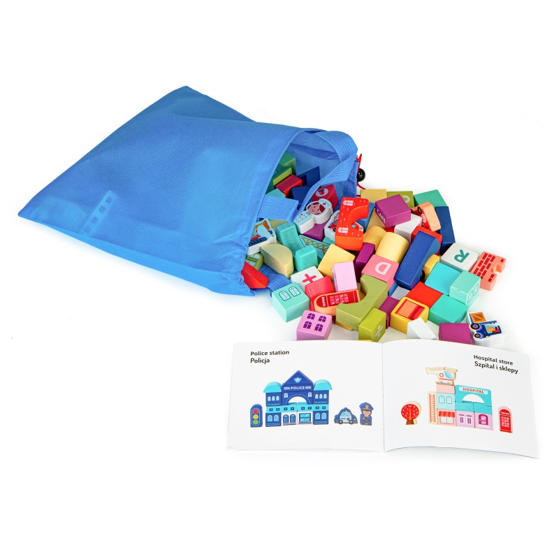 Ξύλινα Εκπαιδευτικά Τουβλάκια -  Πόλη - 121 pcs ECOTOYS