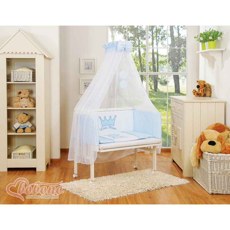 Σετ Βρεφικού Δωματίου: Κούνια Μωρού + Στρώμα+ Προίκα Μωρού Little Prince blue