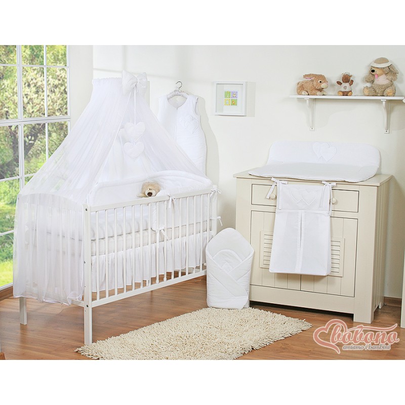 Σετ Προίκας Μωρού 5τμχ Με Κουνουπιέρα - Hanging Hearts white