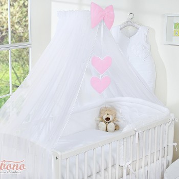 Mosquito-net made of chiffon- Hanging Hearts white