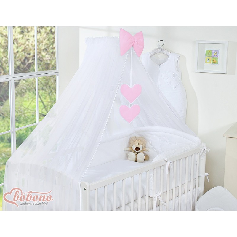 Mosquito-net made of chiffon- Hanging Hearts white