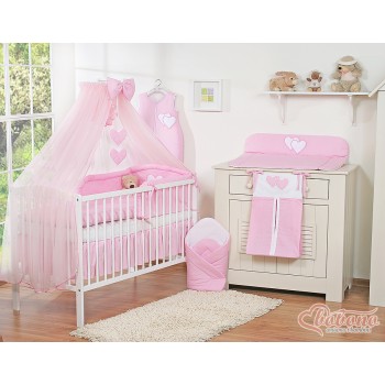 Σετ Προίκας Μωρού 5τμχ Με Κουνουπιέρα - Hanging Hearts pink