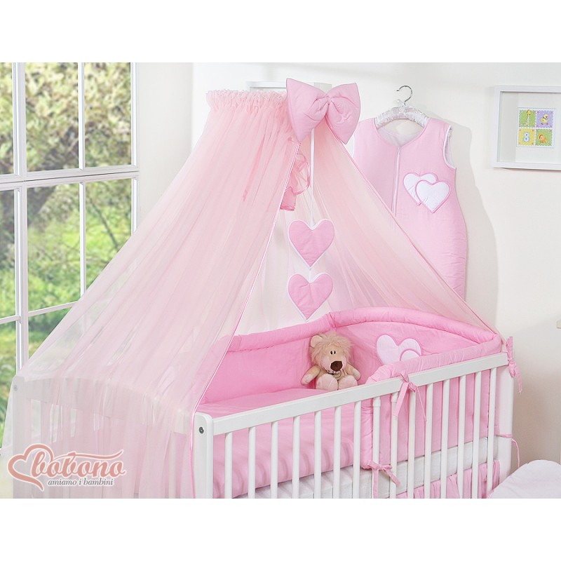 Κουνουπιέρα από chiffon - Hanging Hearts pink