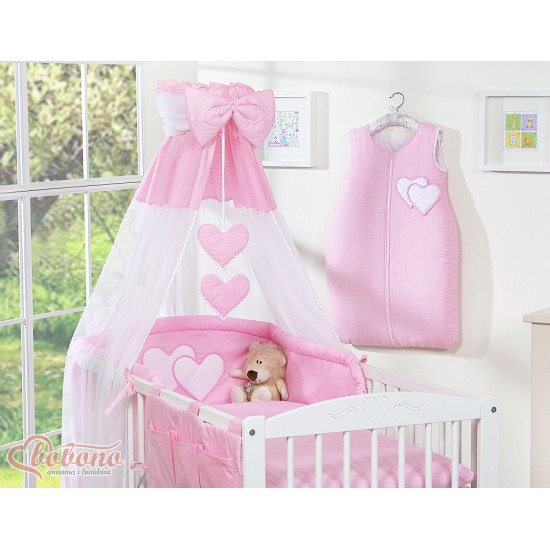Κουνουπιέρα από Chiffon - Hanging Hearts pink Κουνουπιέρα από Chiffon - Hanging Hearts pink