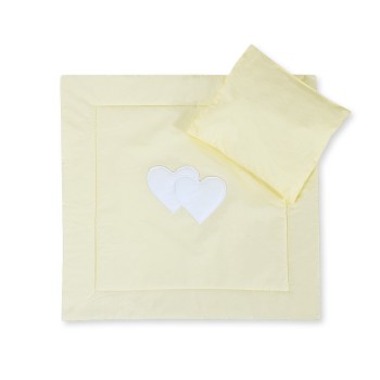 Bedding set 2-pcs 75x75cm NEWBORN SQUARE- Hearts cream