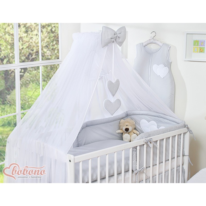 Κουνουπιέρα από chiffon - Hanging Hearts gray