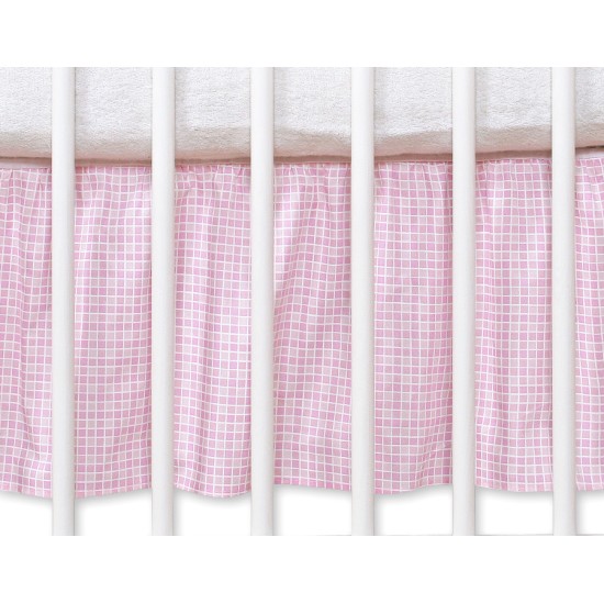 Dust Ruffle-Masking flounce 140x70cm- Hanging Hearts pink checkered