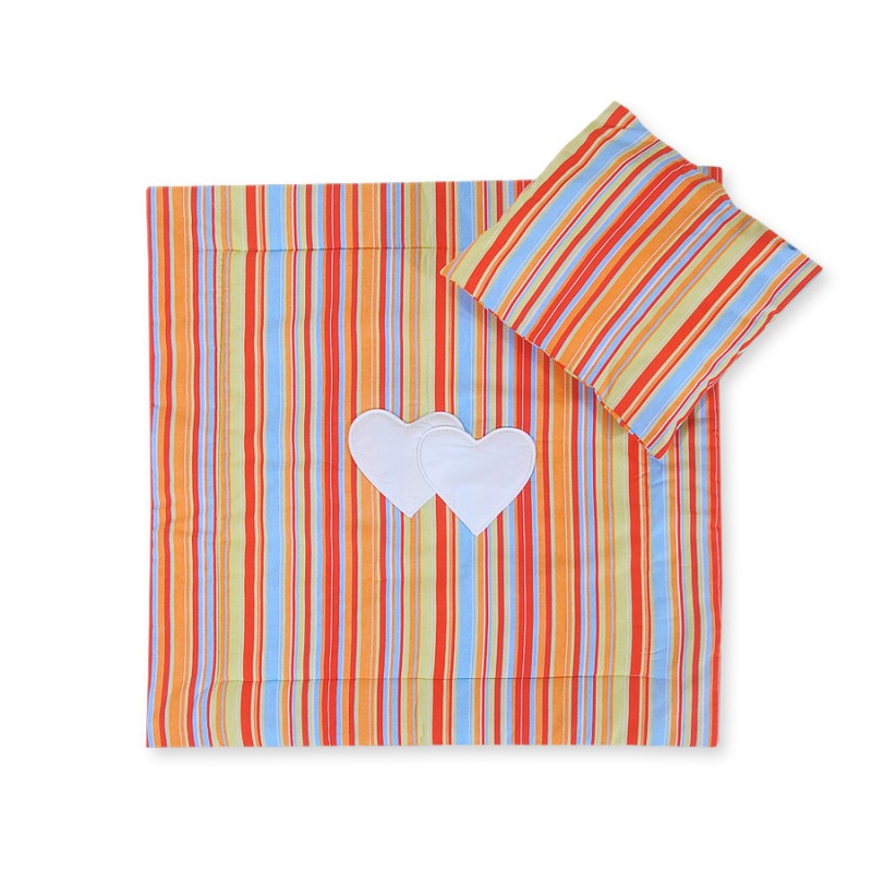 Bedding set 2-pcs 75x75cm NEWBORN SQUARE- Hearts orange strips