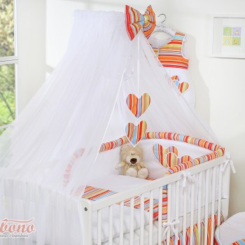 Κουνουπιέρα από chiffon - Hanging Hearts orange strips