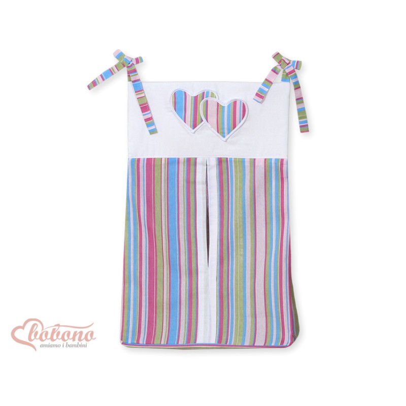 Diaper bag- Hanging Hearts lilac strips