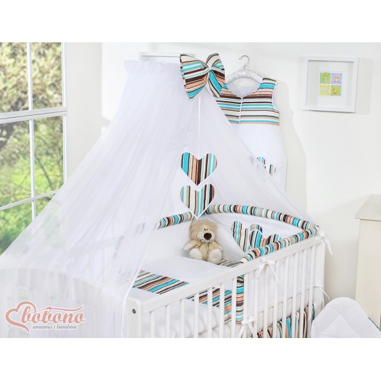 Κουνουπιέρα από chiffon - Hanging Hearts brown strips Κουνουπιέρα από chiffon - Hanging Hearts brown strips